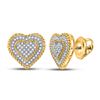 Image 1 : 1/3 CTW Round Diamond Roped Heart Cluster Screwback Earrings 10kt Yellow Gold - REF-24X3T