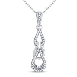 1/10 CTW Round Diamond Woven Fashion Pendant 10kt White Gold - REF-8N4Y