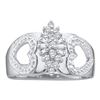 Image 1 : 1/8 CTW Round Diamond Double Heart Cluster Ring 10kt White Gold - REF-11Y9X