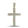 Image 1 : 1 CTW Mens Round Pave-set Diamond Roman Cross Charm Pendant 10kt Yellow Gold - REF-87W5F