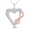 Image 1 : 1/8 CTW Round Diamond Heart Infinity Pendant 10kt Two-tone Gold - REF-11R9H