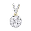 Image 1 : 1 CTW Round Diamond Cluster Pendant 10kt Yellow Gold - REF-93T3K