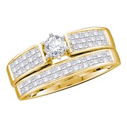 1 CTW Round Diamond Bridal Wedding Engagement Ring 14kt Yellow Gold - REF-71R9H