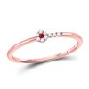 Image 1 : 1/20 CTW Round Ruby Diamond Stackable Ring 10kt Rose Gold - REF-8W4F