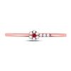 Image 2 : 1/20 CTW Round Ruby Diamond Stackable Ring 10kt Rose Gold - REF-8W4F