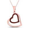 Image 1 : 1/10 CTW Round Red Color Enhanced Diamond Heart Pendant 10kt Rose Gold - REF-11X9T