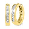 Image 1 : 1/8 CTW Round Diamond Hoop Earrings 10kt Yellow Gold - REF-16W8F