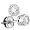 Image 1 : 1/4 CTW Round Diamond Solitaire Screwback Stud Earrings 10kt White Gold - REF-20K3R