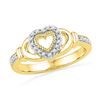 Image 1 : 1/8 CTW Round Diamond Milgrain Heart Ring 10kt Yellow Gold - REF-18H3W