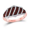 Image 1 : 3/8 CTW Round Red Color Enhanced Diamond Striped Ring 10kt Rose Gold - REF-39T6K