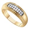 Image 1 : 1/4 CTW Mens Round Diamond Double Row Wedding Ring 10kt Yellow Gold - REF-30R3H