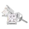 Image 1 : 1/4 CTW Unisex Princess Diamond Solitaire Stud Earrings 14kt White Gold - REF-22Y8X