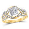 Image 1 : 1/4 CTW Round Diamond Circle Cluster Twist Ring 10kt Yellow Gold - REF-21H5W