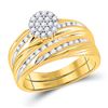 Image 2 : 3/4 CTW His & Hers Round Diamond Cluster Matching Bridal Wedding Ring 10kt Yellow Gold - REF-63K5R