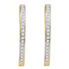 Image 1 : 1/10 CTW Round Diamond Single Row Hoop Earrings 10kt Yellow Gold - REF-14M4A
