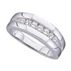Image 1 : 1/2 CTW Mens Round Channel-set Diamond Flat Surface Wedding Ring 14kt White Gold - REF-60F3M