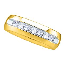 1 CTW Mens Princess Channel-set Diamond Wedding Anniversary Ring 14kt Yellow Gold - REF-162W3F