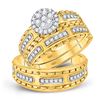 Image 1 : 5/8 CTW His & Hers Round Diamond Cluster Matching Bridal Wedding Ring 14kt Yellow Gold - REF-95R9H
