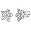 Image 1 : 1/6 CTW Mens Round Diamond Star Cluster Earrings 10kt White Gold - REF-9A6N
