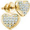 Image 1 : 1/10 CTW Round Diamond Heart Cluster Earrings 10kt Yellow Gold - REF-10T8K