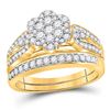 Image 2 : 1 & 1/3 CTW His & Hers Round Diamond Cluster Matching Bridal Wedding Ring 10kt Yellow Gold - REF-75W