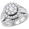 Image 1 : 2 CTW Round Diamond Cluster Bridal Wedding Engagement Ring 10kt White Gold - REF-167W9F