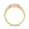 Image 3 : 1/8 CTW Mens Round Diamond Wedding Ring 10kt Two-tone Gold - REF-15N5Y
