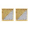 Image 1 : 1/3 CTW Mens Round Yellow Color Enhanced Diamond Square Cluster Earrings 10kt Yellow Gold - REF-15N5