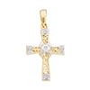 Image 1 : 1/20 CTW Round Diamond Bounded Cross Pendant 10kt Yellow Gold - REF-5T9K