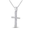 Image 2 : 1/5 CTW Round Diamond Cross Pendant 10kt White Gold - REF-9F3M