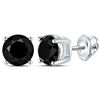 Image 1 : 3 CTW Round Black Color Enhanced Diamond Solitaire Earrings 10kt White Gold - REF-41N9Y