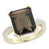 Image 1 : 5.52 CTW Quartz & Diamond Ring 10K Yellow Gold - REF-43K9W