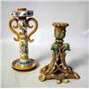 Image 3 : A PAIR OF MAJOLICA TWIG FORM CANDLE STI