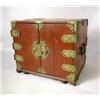 Image 1 : A RED LACQUERED BRASS MOUNTED BOX