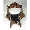 Image 2 : AN IVORY INLAID WALNUT SAVONAROLA CHAIR