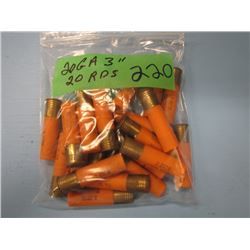 lot of 20 gauge ammunition 3 in 20 rounds