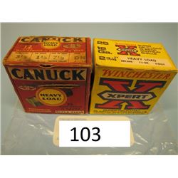 lot of one box Canuck and one box Winchester Xpert 12 gauge shotgun shells some water damage