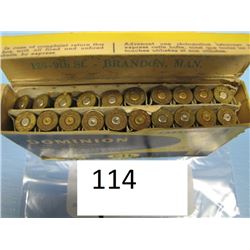 box with 12 rounds live 30/30 ammo and 8 brass