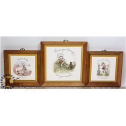 VINTAGE 3 HOLLY HOBBIE TILE WOODEN