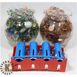 VINTAGE MARBLES & PENNIES