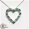 Image 2 : SILVER SIMULATED EMERALD 20" NECKLACE