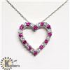 Image 1 : SILVER CREATED RUBY 20" NECKLACE
