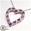 Image 2 : SILVER CREATED RUBY 20" NECKLACE