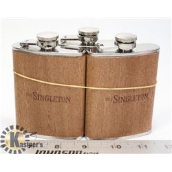 SET OF 3 MINI FLASKS - EACH FLASK IS 4.5 X 3.5