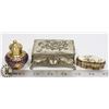 Image 1 : 3 JEWELRY CASES BRASS ENAMEL PILL BOX CUSTOME