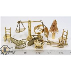 9 SOLID BRASS DOLL HOUSE FURNITURE GLOBE SAX MORE