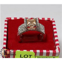 SILVER TONE FASHION WEDDING RING WITH STAMP