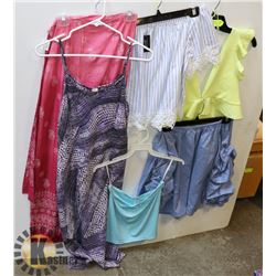 6 PCS NEW SIZE MED. CLOTHES -1 SARONG, 4 TOPS