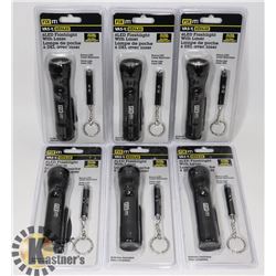 CASE OF 6 FIX IT LED FLASHLIGHTS WITH LASER AND