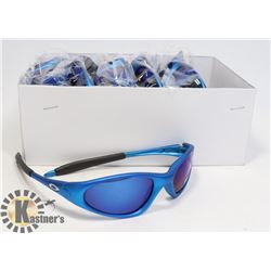 BOX OF OAKLEY STYLE AQUA BLUE DESIGNER SUNGLASSES